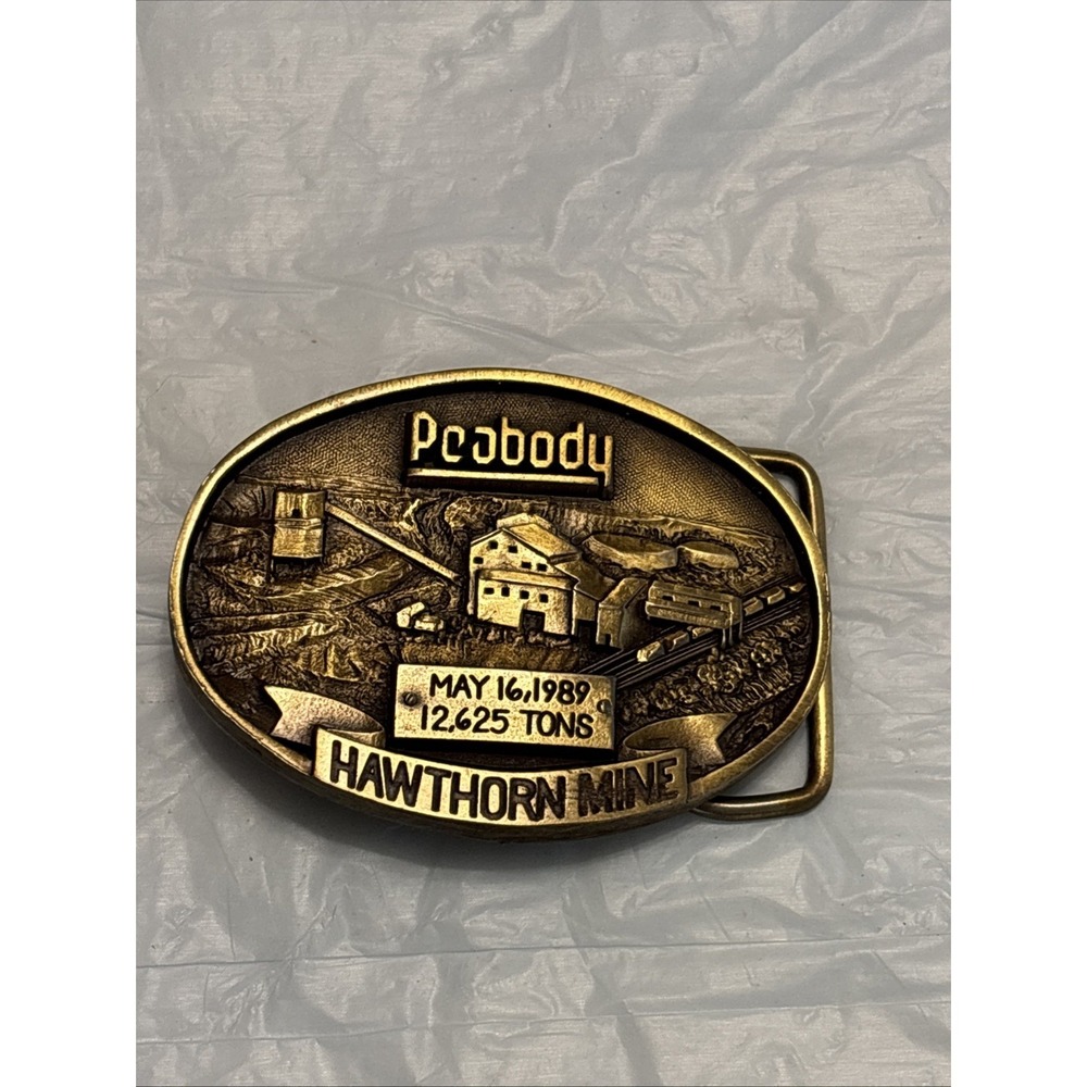 Vintage Peabody Hawthorn Mine Belt Buckle 1989 Limited Edition Mining